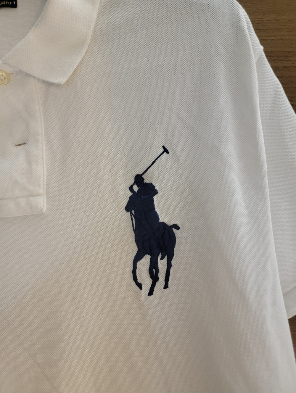 🆕️🏇RALPH LAUREN MESH POLO BIG PONY LOGO Classic Slim Fit, XL - Wht/Blue - Picture 5 of 7